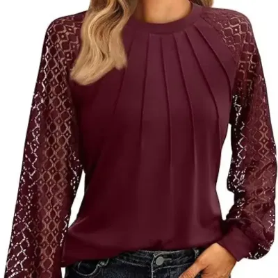 O-NECK  LACE SLEEVE SHIRT